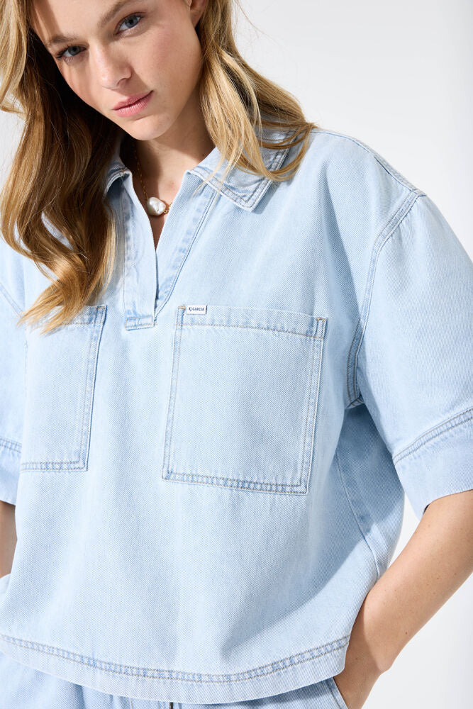 Denim Blouse - Light Blue