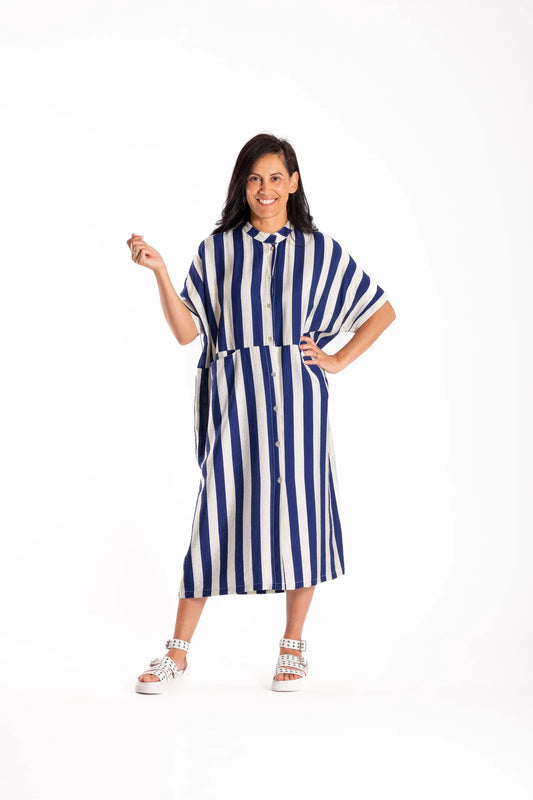 Jayde Dress - Blue/White Stripe