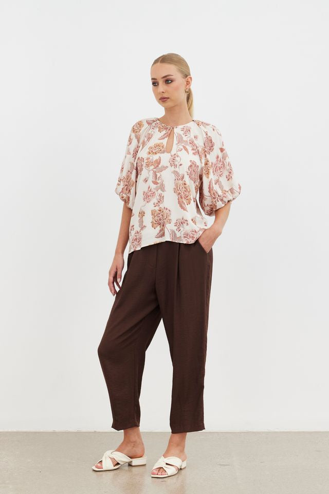 Aurora Puff Sleeve Top - Cinnamon Posey