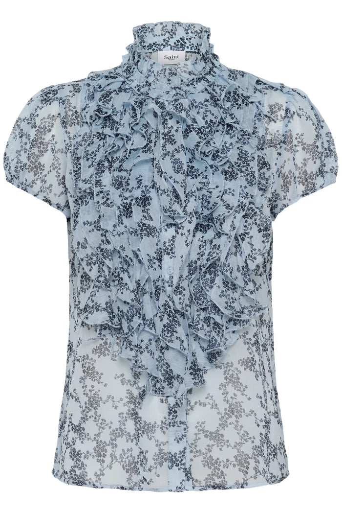 Lilja Ruffle Shirt - Skyway Eclipse