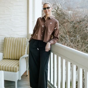 Alex Cropped Shirt - Chocolate Spot