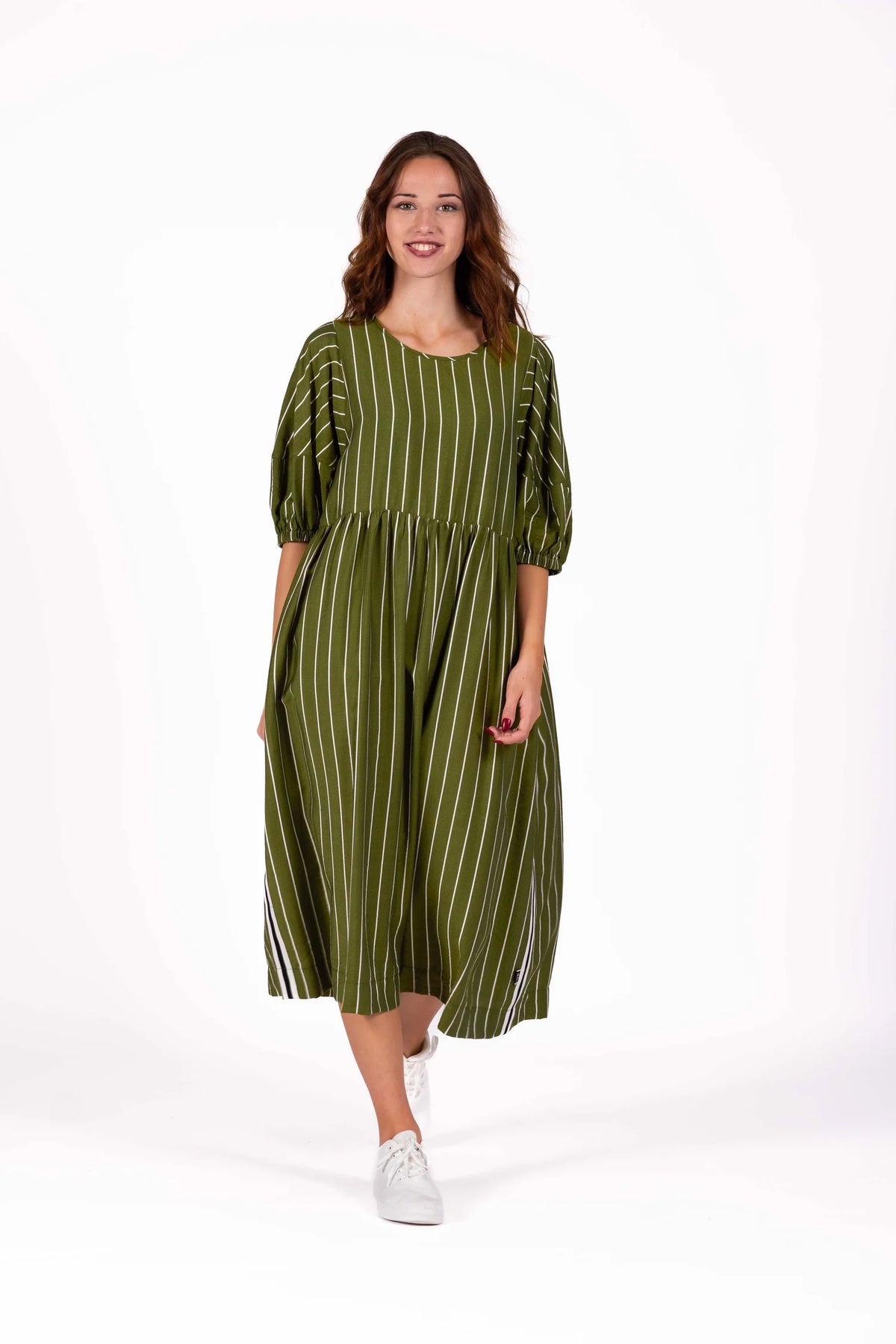 Brie Dress - Linear Olive