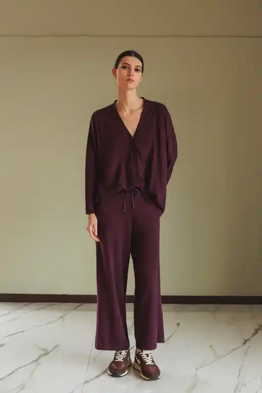 Dropped Shoulder Cardy - Plum