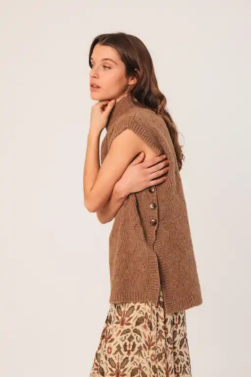 Crochet Vest - Camel