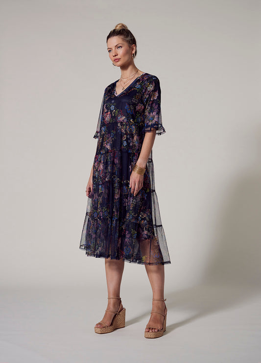 Gala Tulle Dress - Indigo Multi