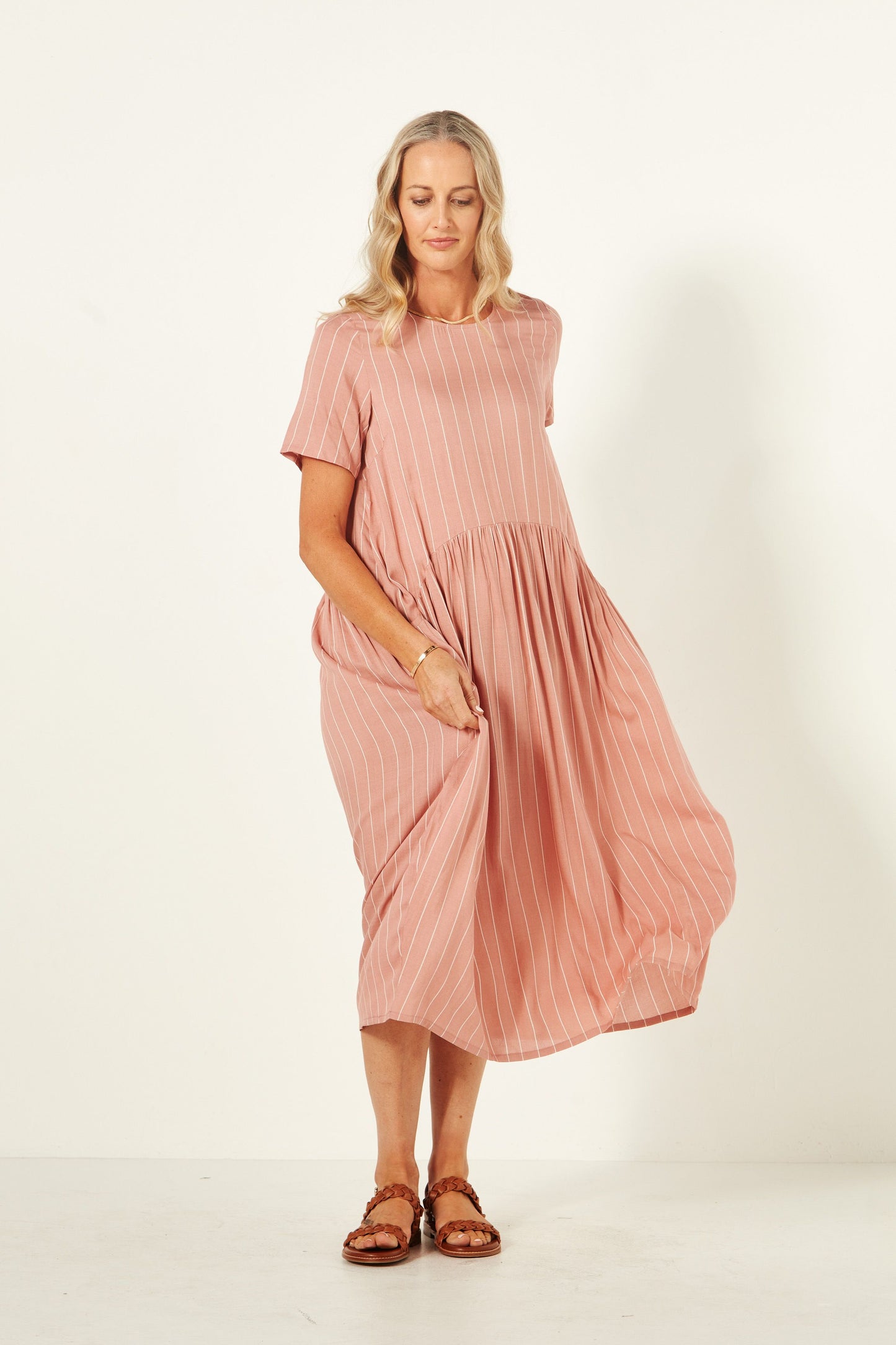 Monaco Dress - Nude Stripe