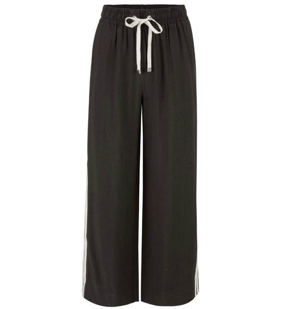 Indiana Wide Leg Pants - Chocolate/Cream Stripe