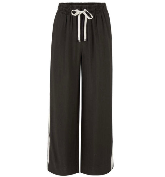 Indiana Wide Leg Pants - Chocolate/Cream Stripe