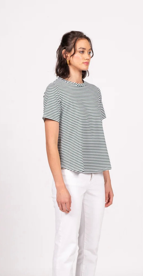 Emilia Top Short Sleeve - Evergreen Stripe