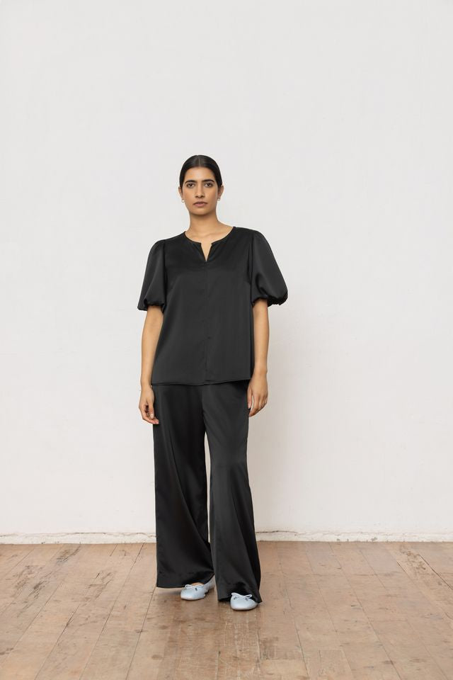 Goldie Top - Black Satin
