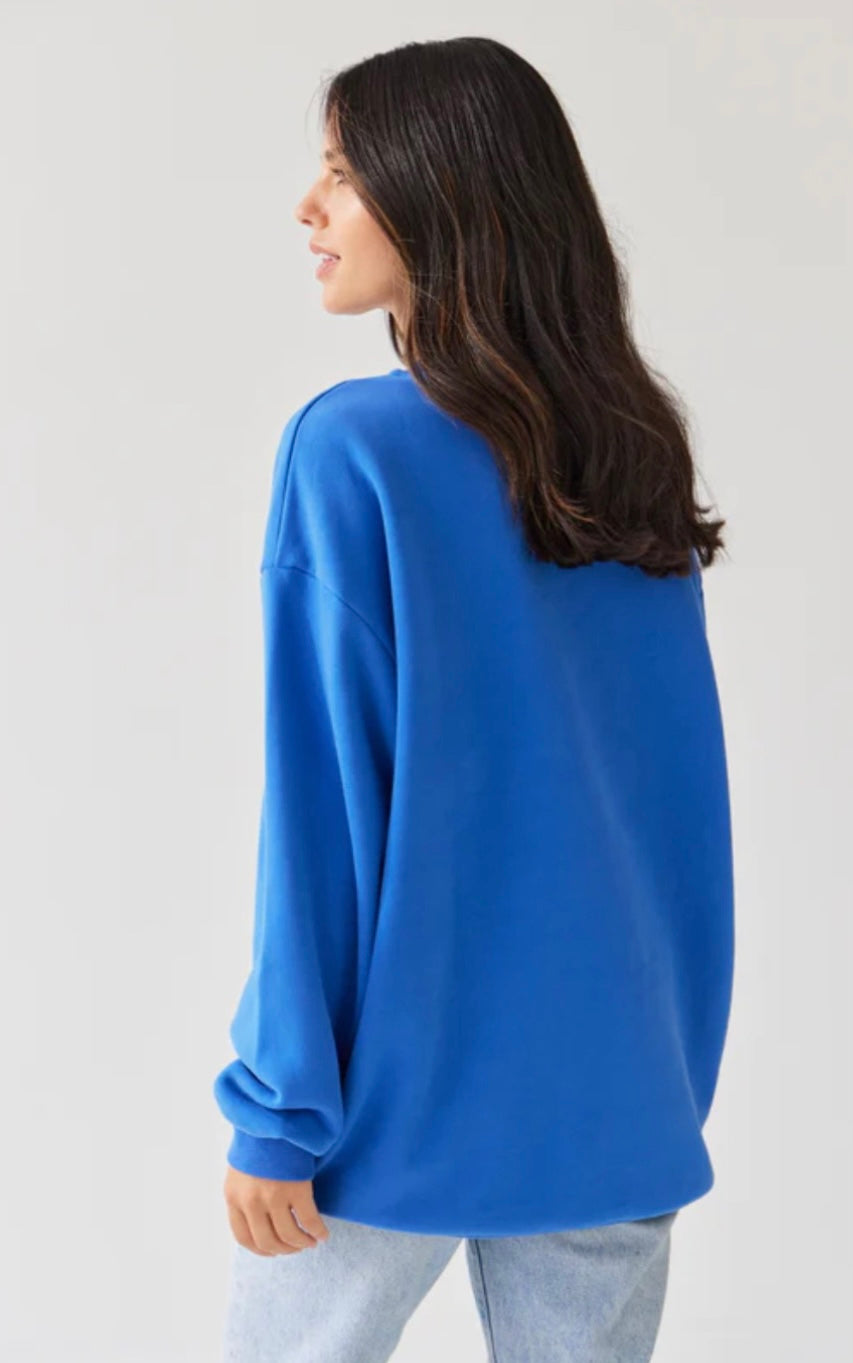Sporty Sweatshirt - Blue/Appliqué